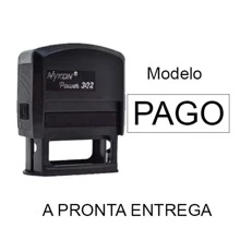 Carimbo Auto entintado - Escrita Pago - Preto - Visão 1