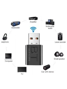 USB Bluetooth BT.08 Receptor y Transmisor 5.1 Adaptador Bluetooth con 3.5mm ELE-GATE - Negro - Ver 3