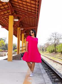 Women Dresses - Hot Pink - View 1