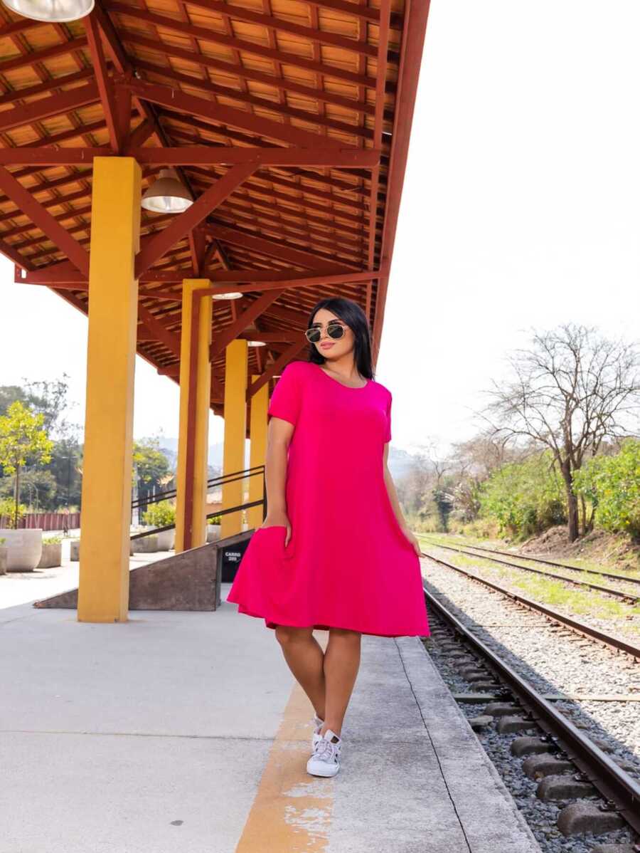 Women Dresses - Hot Pink - View 1