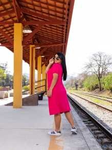 Women Dresses - Hot Pink - View 2