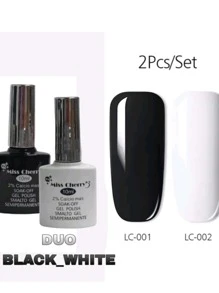 Gel Semipermanente Duo Blanco Y Negro Miss Cherry. 10ml C/u 2pz - Blanco y Negro - Ver 2
