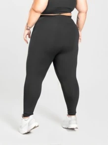 Plus Size Sports Leggings & Pants - màu đen - Xem 3