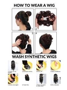 8Inch Sợi tổng hợp Tóc búi Gia hạn Với Bím tóc , Phối màu - Hai tông màu - Xem 8