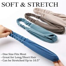 8pcs/Set Headbands For Women Twist Knotted Boho Stretchy Hair Bands For Girls Criss Cross Turban Plain Headwrap Yoga Workout Vintage Hair Accessories, Solid Color - Multicolor - View 4