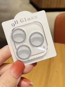 Película Protetora De Câmera Glitter Vidro Protetor De Lente Transparente com Prata - Prata - Visão 1