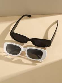 2 副塑料镜框方形时尚眼镜，适合优雅装扮、旅行、运动、驾驶、节日、海滩、电子音乐节、郊游、夏季配饰、度假、家庭出游、街头风格、运动、派对、户外活动、街头风格、钓鱼、假日、度假学院风，适合返校