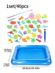 40入組/套隨機兒童釣魚玩具，包括釣魚竿、泳池套裝，可用於家庭、派對、男孩互動遊戲廣場 - 彩色 - 查看 6