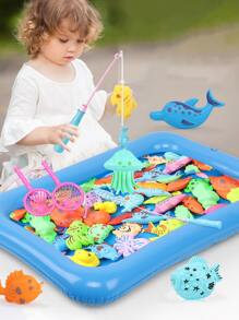 40入組/套隨機兒童釣魚玩具，包括釣魚竿、泳池套裝，可用於家庭、派對、男孩互動遊戲廣場 - 彩色 - 查看 1
