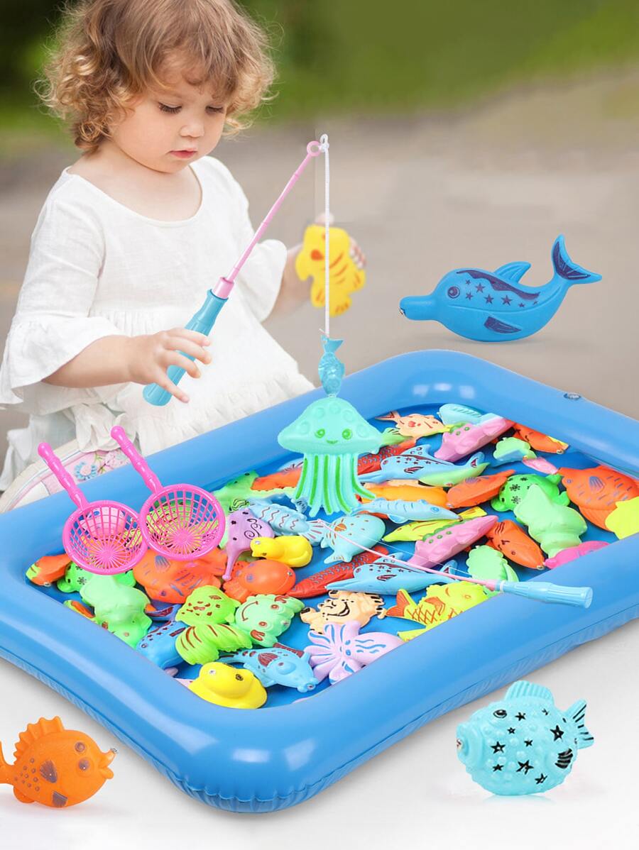 40入組/套隨機兒童釣魚玩具，包括釣魚竿、泳池套裝，可用於家庭、派對、男孩互動遊戲廣場 - 彩色 - 查看 1