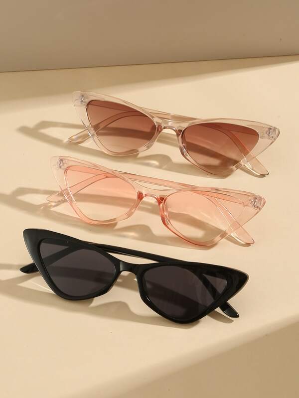 Set 3 bucăți ochelari de soare clasici în formă de ochi de pisică pentru plajă, pentru femei, potriviți pentru activități în aer liber, călătorii, accesorii de vară, stil sport, condus, festivaluri, plajă, festivaluri de muzică electronică, ieșiri, vacanțe, excursii în familie, ținute elegante, accesorii stil stradal, sport, petreceri, stil stradal, pescuit, sărbători, vacanțe pentru vacanță de vară la plajă, în aer liber, călătorii, stil preppy pentru întoarcerea la școală.