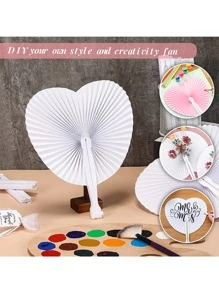 1pc Solid Color Party Paper Fan - White - View 6