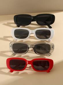 4 件套塑料框方形沙滩时尚眼镜，时尚风格 - 彩色 - 查看 1