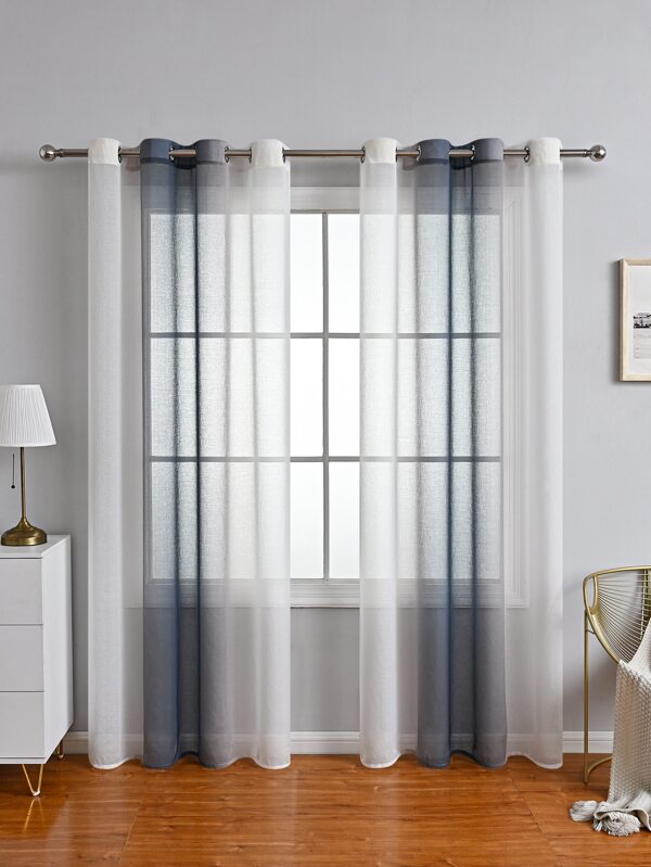1pc Modern Gradient Color Window Screen Curtains, Suitable For Living Room, Bedroom, Balcony