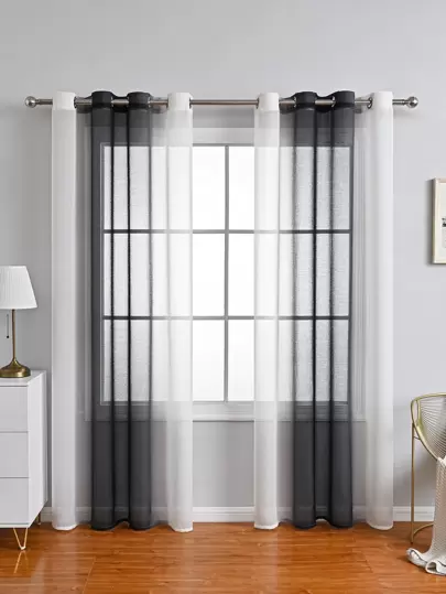 1pc Modern Style Ombre String Color Sheer Curtain For Living Room, Bedroom, Window, Balcony And Room Divider