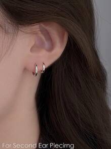 4 Pairs Silver Tone Earrings Set, Stainless Steel Earrings For Women And Men, Cartilage Earrings, Lobe Earrings, Hinged Earrings, Small Size Earrings Set, Suitable For Girls - Silver-6/8/10/12mm - View 5