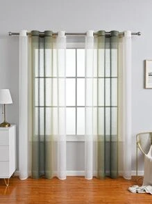 Một Của Đơn giản Hiện đại Màu sắc thay đổi dần mỏng Rèm , Phòng khách Phòng ngủ Trang trí Đối với Cửa sổ Ban công Chia rẽ - xanh quân đội - Xem 1