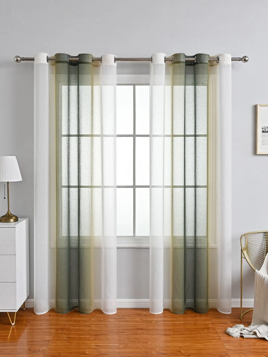 Một Của Đơn giản Hiện đại Màu sắc thay đổi dần mỏng Rèm , Phòng khách Phòng ngủ Trang trí Đối với Cửa sổ Ban công Chia rẽ - xanh quân đội - Xem 1