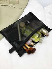 1 Miếng Mini Túi trang điểm Đối với Son môi Và Phấn nền Cushion , Có thể mang đi Và Phong cách Đơn giản Thiết kế Với Lưới Chất vải , Thích hợp Đối với Cô gái - màu đen - Xem 6