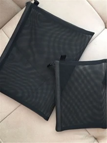 1 Miếng Mini Túi trang điểm Đối với Son môi Và Phấn nền Cushion , Có thể mang đi Và Phong cách Đơn giản Thiết kế Với Lưới Chất vải , Thích hợp Đối với Cô gái - màu đen - Xem 7