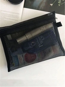 1 Miếng Mini Túi trang điểm Đối với Son môi Và Phấn nền Cushion , Có thể mang đi Và Phong cách Đơn giản Thiết kế Với Lưới Chất vải , Thích hợp Đối với Cô gái - màu đen - Xem 9