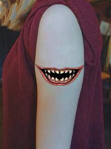 1入組萬聖節派對搞笑貼紙，帶有可怕牙齒和大嘴 - 黑色 - 查看 4