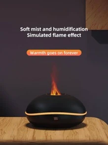 nbshan 1個7色火焰模擬超音波加濕器，帶有芳香治療和照明——USB供電必備精油擴香機，適用於臥室和旅行，H2o空氣火焰加濕器，精油擴香機，學校用品，返校必備 - 白色 - 查看 6