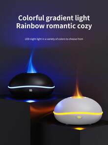 nbshan 1個7色火焰模擬超音波加濕器，帶有芳香治療和照明——USB供電必備精油擴香機，適用於臥室和旅行，H2o空氣火焰加濕器，精油擴香機，學校用品，返校必備 - 白色 - 查看 9