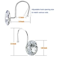 12PCS Shower Curtain Hooks Rings for Bathroom, Stainless Steel Rust Resistant Decorative Rhinestones Shower Curtain Rings Hangers for Shower Curtains, Clothing, Towels - White - View 4