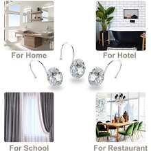 12PCS Shower Curtain Hooks Rings for Bathroom, Stainless Steel Rust Resistant Decorative Rhinestones Shower Curtain Rings Hangers for Shower Curtains, Clothing, Towels - White - View 5