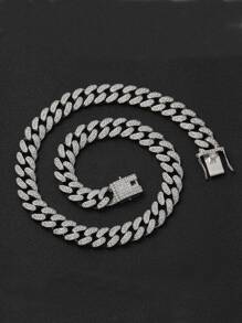 中性酷嘻哈風格12.5mm寬度50cm長度充分套裝鑽石金色古巴的鍊式項鍊