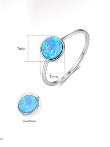 ESBERRY 1入組藍色蛋白石戒指適合女士S925純銀優雅精細首飾類禮品(石頭帶顏色不同之處) - 藍色 - 查看 3