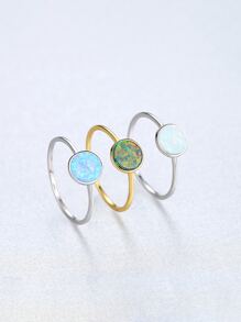 ESBERRY 1入組藍色蛋白石戒指適合女士S925純銀優雅精細首飾類禮品(石頭帶顏色不同之處) - 藍色 - 查看 5