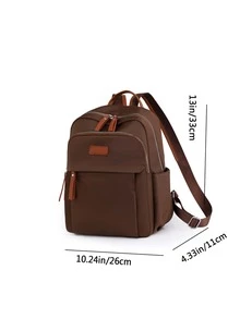 Large Capacity Campus Style Functional Backpack - Brown - View 9
