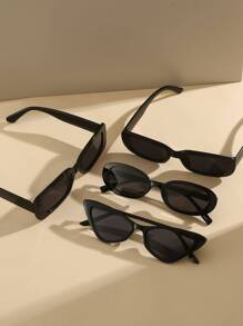 da moda com armação de plástico quadrada, oval e olho de gato, 4 unidades/pacote, adequados para estilo de rua, viagens, esportes, direção, festa, praia, festival de música, atividades ao ar livre, verão, férias, passeio em família, traje elegante, acessórios de estilo de rua, esportes, festa, atividades ao ar livre, pesca, feriado, de férias, armação de combinação de estilo casual para sair, volta às aulas - Multicolorido - Ver 2