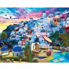 按數字繪畫無框套件城鎮風景畫帶數字家居牆壁藝術圖片 40x50 厘米/16x20 英寸 - 彩色 - 查看 1