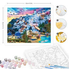 按數字繪畫無框套件城鎮風景畫帶數字家居牆壁藝術圖片 40x50 厘米/16x20 英寸 - 彩色 - 查看 3