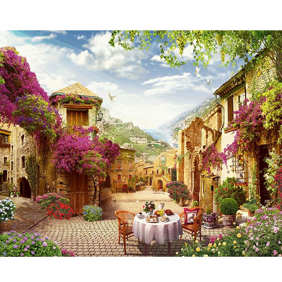 Painting By Numbers Without Frame Kits Town Landscape Picture With
