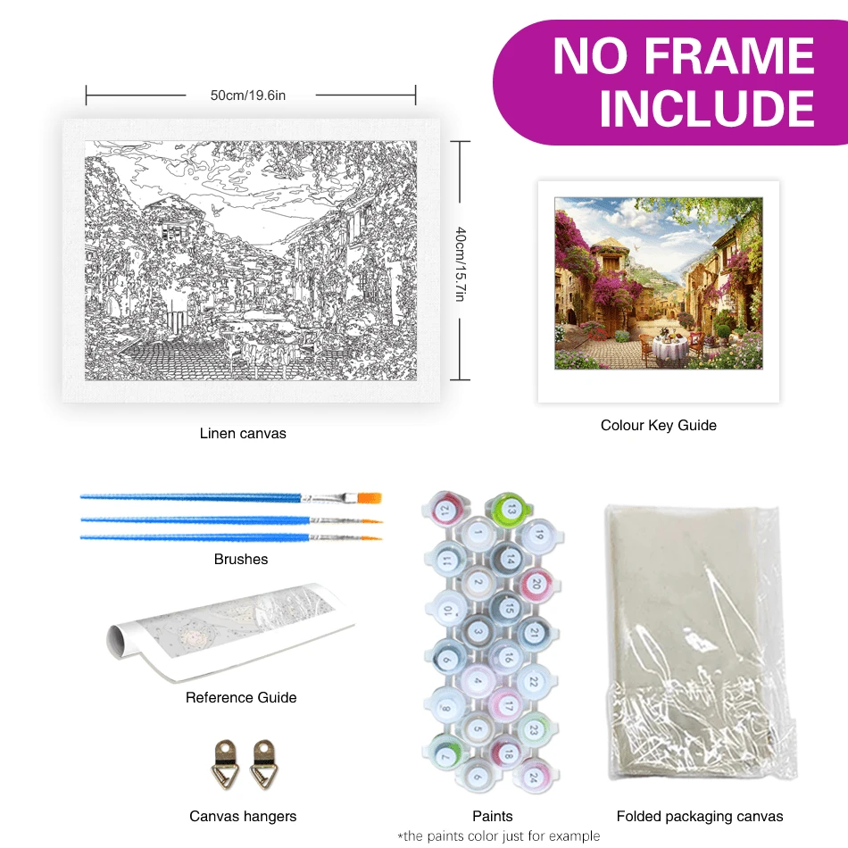 Painting By Numbers Without Frame Kits Town Landscape Picture With
