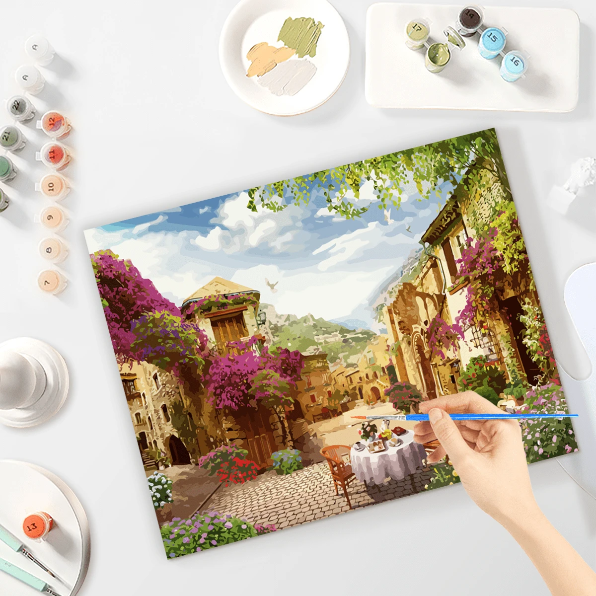 Painting By Numbers Without Frame Kits Town Landscape Picture With