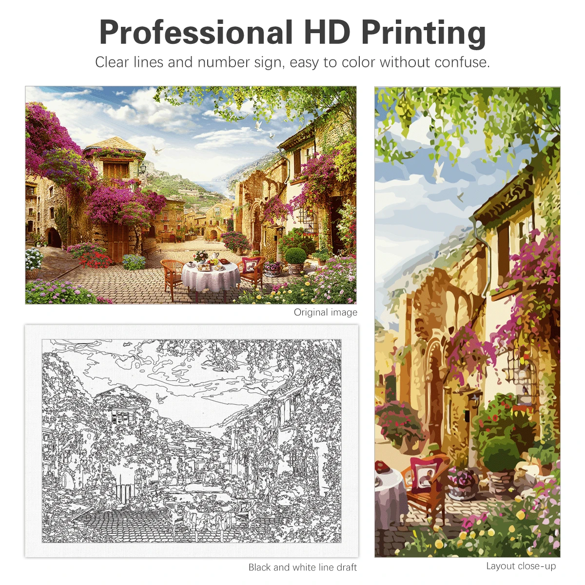 Painting By Numbers Without Frame Kits Town Landscape Picture With