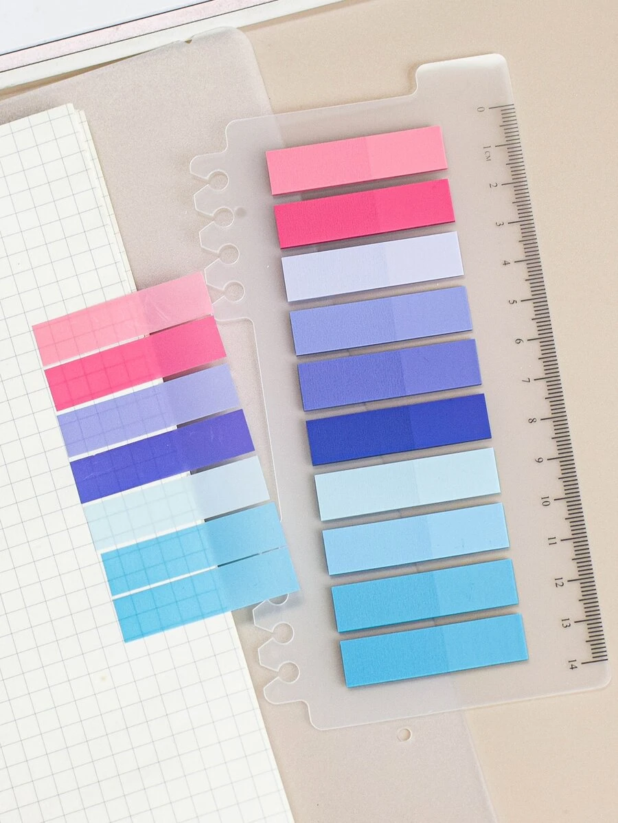 MOKA Pet散葉摩蘭迪色便利貼螢光標籤貼紙 - 中紫紅色 - 查看 1