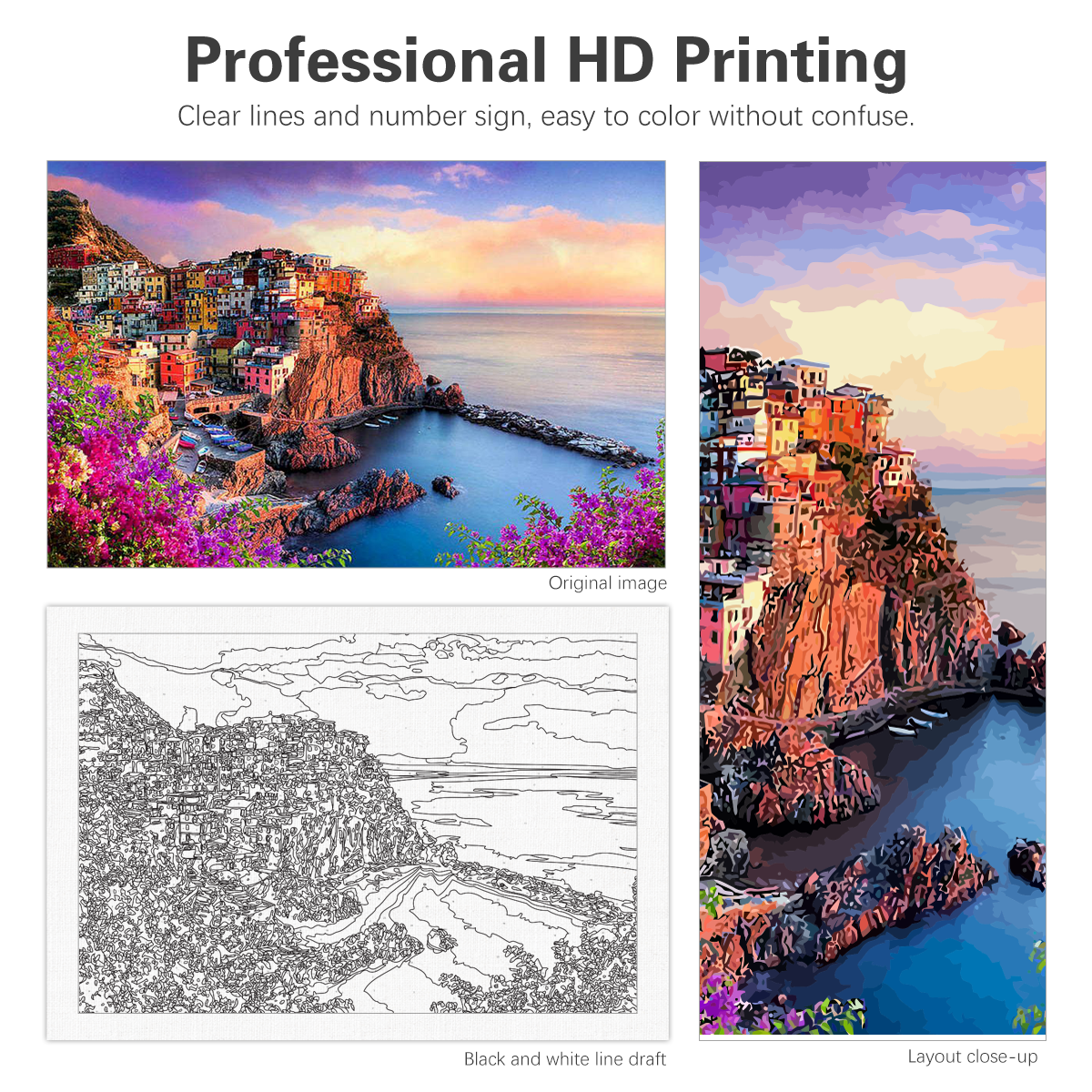 Painting By Numbers Without Frame Kits Town Landscape Picture With