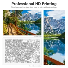 按數字繪畫無框套件城鎮風景畫帶數字家居牆壁藝術圖片 40x50 厘米/16x20 英寸 - 彩色 - 查看 5