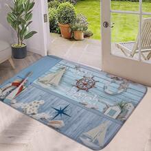 海洋海灘印刷防滑吸水性室內入口地墊防汙簡單至乾淨法蘭絨門墊合適適用於客廳臥室門航海旅行1片 - 彩色 - 查看 2