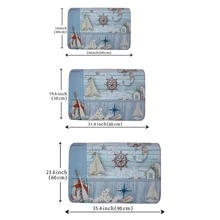 海洋海灘印刷防滑吸水性室內入口地墊防汙簡單至乾淨法蘭絨門墊合適適用於客廳臥室門航海旅行1片 - 彩色 - 查看 5