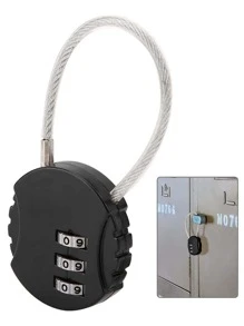 Candado de combinación de 3 dígitos para puerta de bloqueo con contraseña, cerradura de cuerda para equipaje de viaje para piezas de almacenamiento, taquillas de gimnasio, cajas de herramientas, cajones de dormitorio, esencial de viaje portátil para suministros escolares de dormitorio, mochila de viaje, bolso de viaje para equipaje, maletas, kits de viaje, equipo de gimnasio - Negro - Ver 5