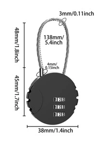 Candado de combinación de 3 dígitos para puerta de bloqueo con contraseña, cerradura de cuerda para equipaje de viaje para piezas de almacenamiento, taquillas de gimnasio, cajas de herramientas, cajones de dormitorio, esencial de viaje portátil para suministros escolares de dormitorio, mochila de viaje, bolso de viaje para equipaje, maletas, kits de viaje, equipo de gimnasio - Negro - Ver 2