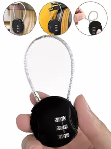 Candado de combinación de 3 dígitos para puerta de bloqueo con contraseña, cerradura de cuerda para equipaje de viaje para piezas de almacenamiento, taquillas de gimnasio, cajas de herramientas, cajones de dormitorio, esencial de viaje portátil para suministros escolares de dormitorio, mochila de viaje, bolso de viaje para equipaje, maletas, kits de viaje, equipo de gimnasio - Negro - Ver 1