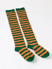 Striped Orange Knee High Socks For Kids - Ginger - View 3